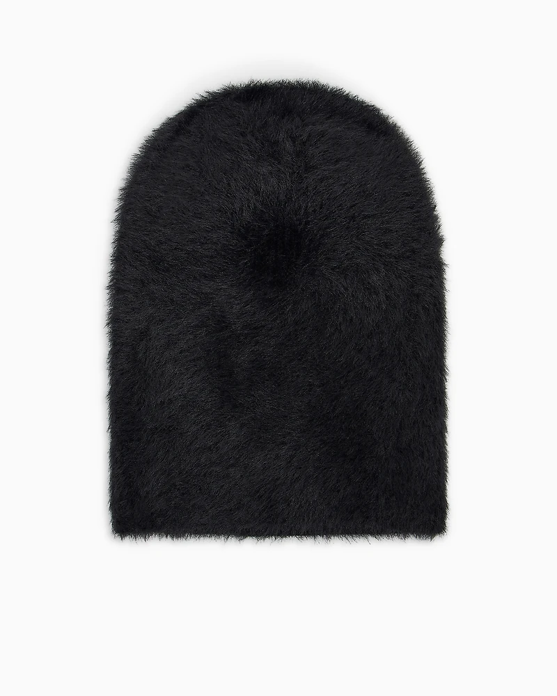 Emporio Armani - Faux fur fabric beanie, Woman, Black, Size: