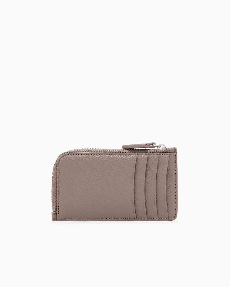 Emporio Armani - MyEA deer-print card holder with wrap-around zip, Woman, Beige, Size: TU