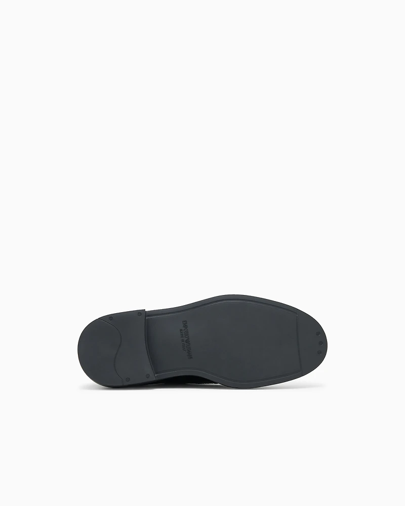 Emporio Armani - Crocodile-print calfskin monkstraps, Man, Black, Size: