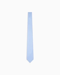 Emporio Armani - Silk blend tie with jacquard op-art micro-pattern, Man, Light Blue, Size: TU