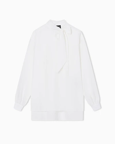 Emporio Armani - Fluid crêpe blouse with foulard collar, Woman, White, Size: