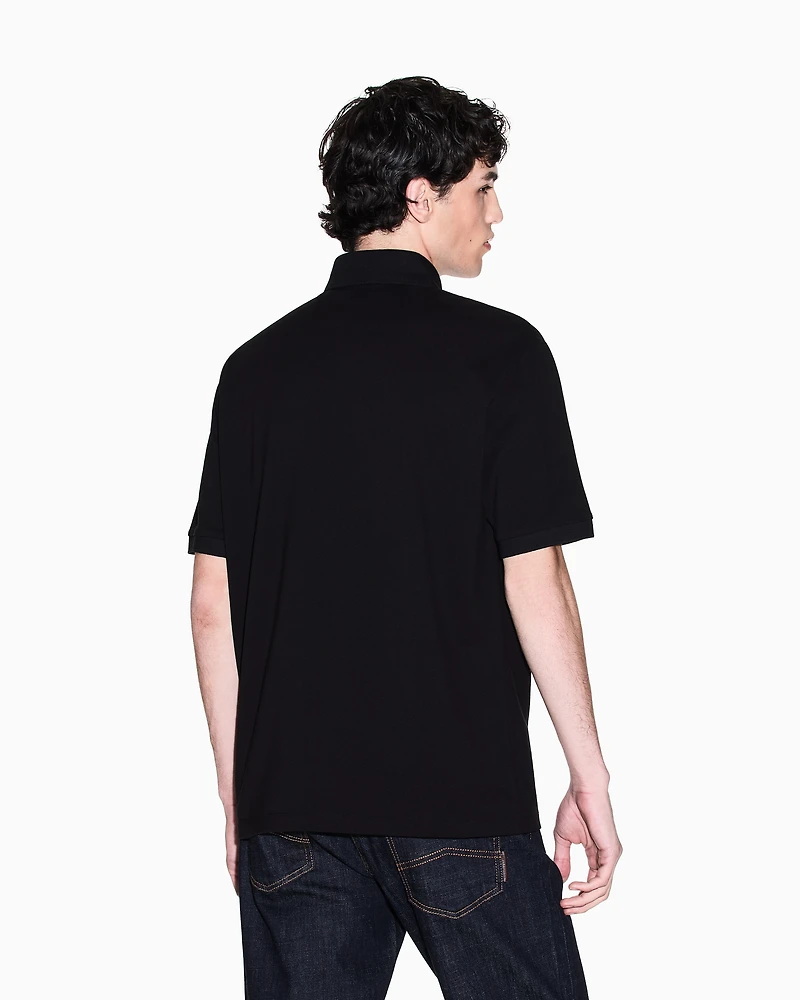 Armani Exchange - Regular fit cotton polo shirt with gold details, Man, Black, Size: