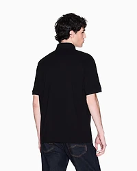 Armani Exchange - Regular fit cotton polo shirt with gold details, Man, Black, Size: