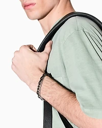 Armani Exchange -  Gunmetal and Silver-Tone Stainless Steel Double Chain Bracelet, Man, Multicoloured, Size: TU