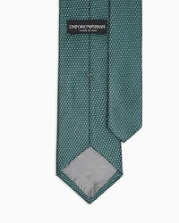 Emporio Armani - Silk blend tie with jacquard op-art micro-pattern, Man, Green, Size: TU