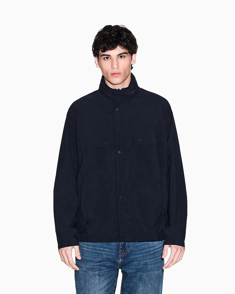 Armani Exchange - Waterproof jacket with logo, Man, Navy_blue, Size: