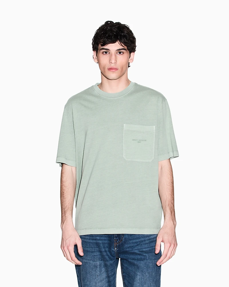 Used-effect cotton T-shirt