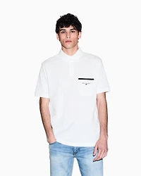 Armani Exchange - Regular pique polo shirt with pocket, Man, White, Size: