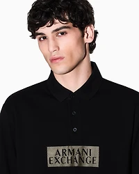 Armani Exchange - Regular fit cotton polo shirt with gold details, Man, Black, Size: