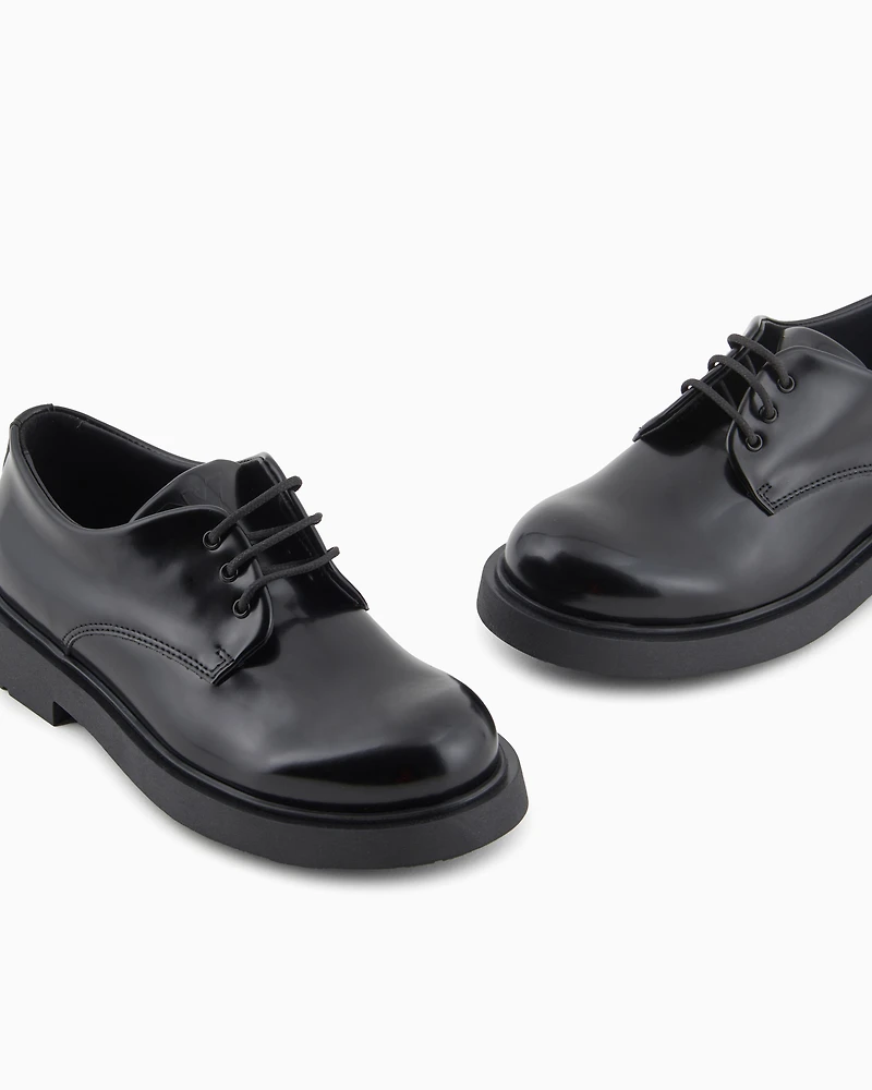 Emporio Armani - Abraded fabric lace-ups, Boy, Black, Size: