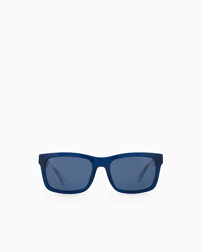 Emporio Armani - Men’s rectangular sunglasses, Man, Blue, Size: 57L