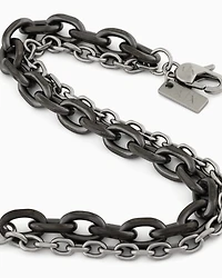 Armani Exchange -  Gunmetal and Silver-Tone Stainless Steel Double Chain Bracelet, Man, Multicoloured, Size: TU