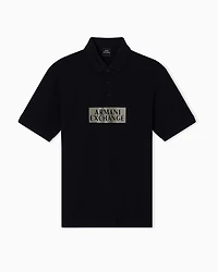 Armani Exchange - Regular fit cotton polo shirt with gold details, Man, Black, Size: