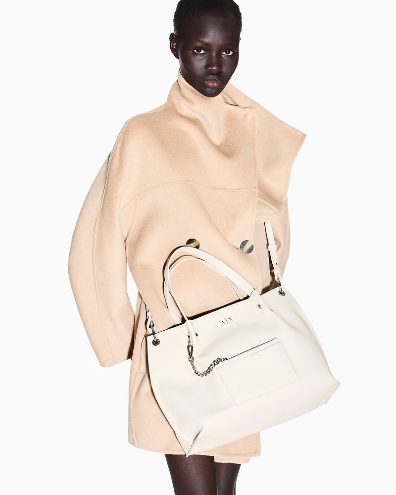 Armani Exchange - Shopper bag with clutch, Woman, Beige, Size: TU