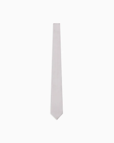 Emporio Armani - Pure silk tie with jacquard micro-motif, Man, Silver, Size: TU