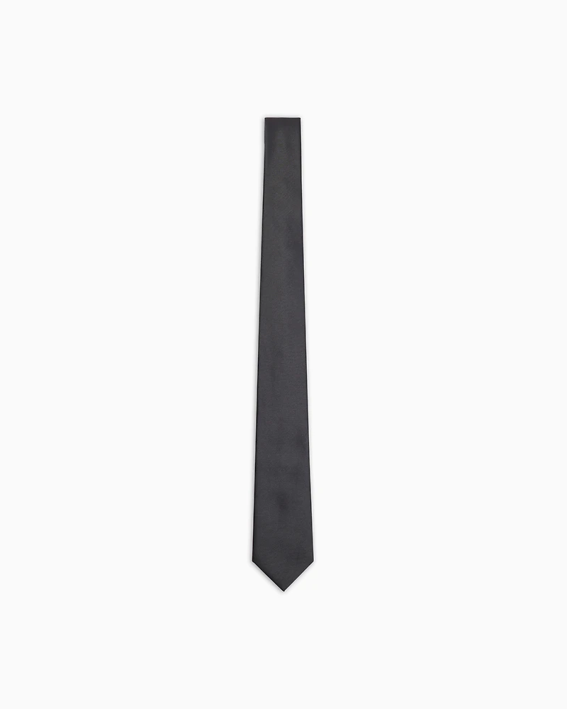 Emporio Armani - Ottoman-style pure silk tie, Man, Grey, Size: TU