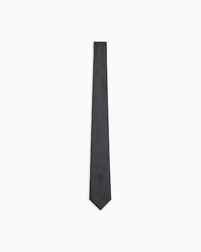 Emporio Armani - Ottoman-style pure silk tie, Man, Grey, Size: TU