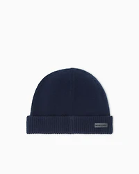Emporio Armani - Pure cashmere beanie, Man, Navy Blue, Size: