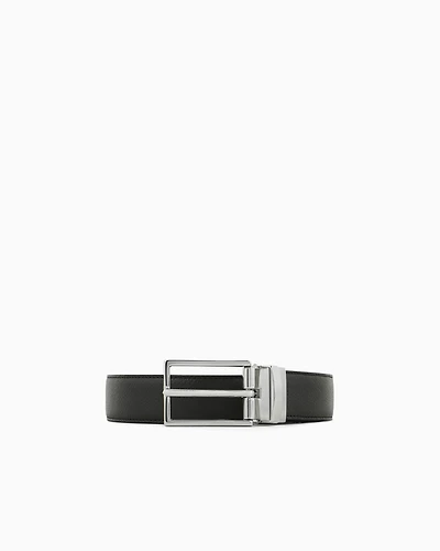 Emporio Armani - Reversible leather belt, Man, Black, Size: TU