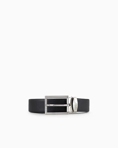 Emporio Armani - Gift box with Saffiano leather belt and interchangeable buckle, Man, Black, Size: TU