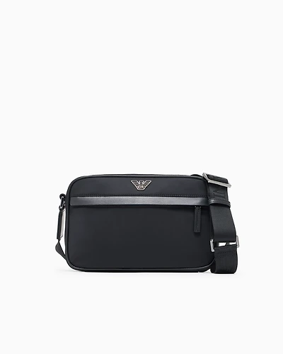 Emporio Armani - ASV recycled nylon shoulder bag, Man, Black, Size: TU