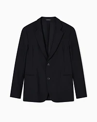 Emporio Armani - Single-breasted jacket technical jersey with a 3D micro-textured effect, Man, Black, Size: