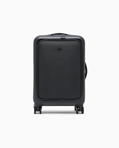 Emporio Armani - ABS carry-on case with Saffiano detail and eagle plate, Man, Black, Size: TU
