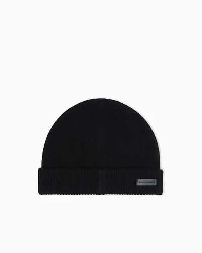 Emporio Armani - Pure cashmere beanie, Man, Black, Size: