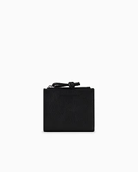 Emporio Armani - Zipped, tumbled-leather card holder, Man, Black, Size: TU