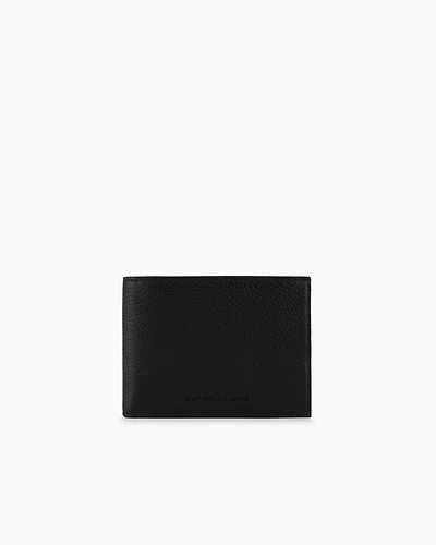 Emporio Armani - Tumbled-leather wallet with coin purse, Man, Black, Size: TU