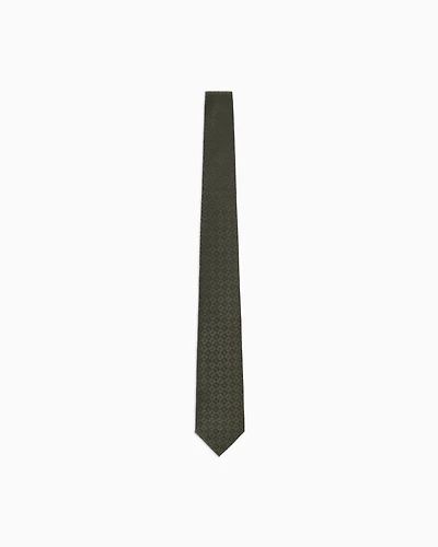 Emporio Armani - Pure silk eagle and check jacquard tie, Man, Green, Size: TU