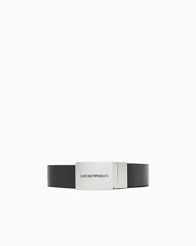 Emporio Armani - Reversible leather belt with logo buckle, Man, Black, Size: TU