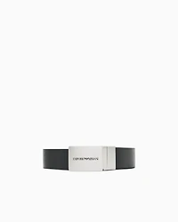 Emporio Armani - Reversible leather belt with logo buckle, Man, Black, Size: TU