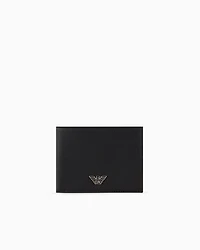 Emporio Armani - ASV regenerated Saffiano leather coin-pocket wallet with eagle plate, Man, Black, Size: TU