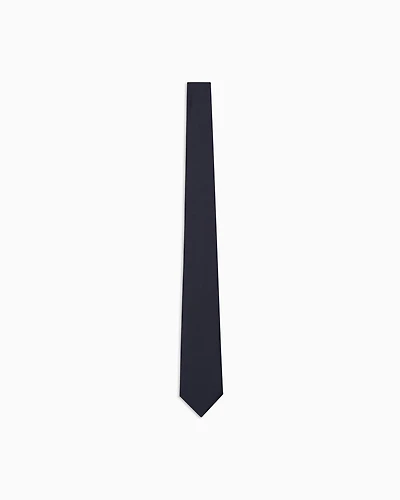 Emporio Armani - Pure silk tie with jacquard micro-motif, Man, Blue, Size: TU