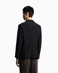 Emporio Armani - Single-breasted jacket technical jersey with a 3D micro-textured effect, Man, Black, Size: