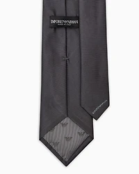 Emporio Armani - Ottoman-style pure silk tie, Man, Grey, Size: TU