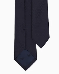 Emporio Armani - Pure silk tie with jacquard monogram, Man, Blue, Size: TU