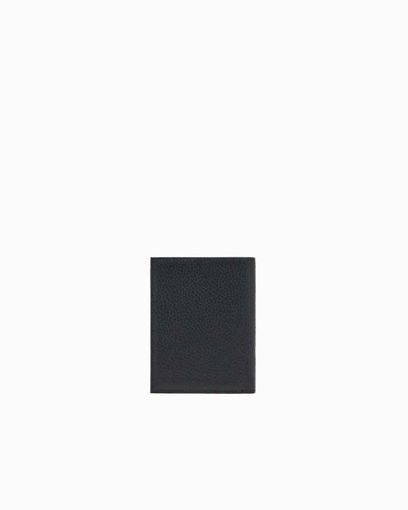 Emporio Armani - Tumbled leather card holder, Man, Black, Size: TU