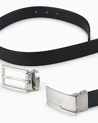 Emporio Armani - Gift box with Saffiano leather belt and interchangeable buckle, Man, Black, Size: TU