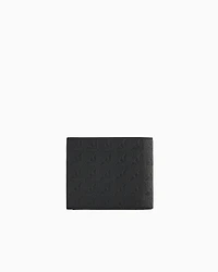 Emporio Armani - Leather coin-pocket wallet with all-over embossed eagle , Man, Black, Size: TU