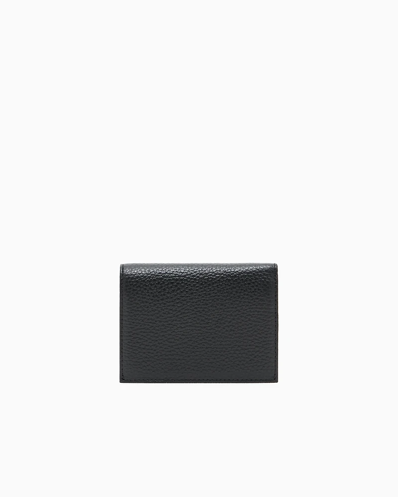 Emporio Armani - Tumbled leather compact wallet, Man, Black, Size: TU