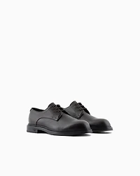 Emporio Armani - Pebbled leather Derby shoes, Man, Brown, Size:
