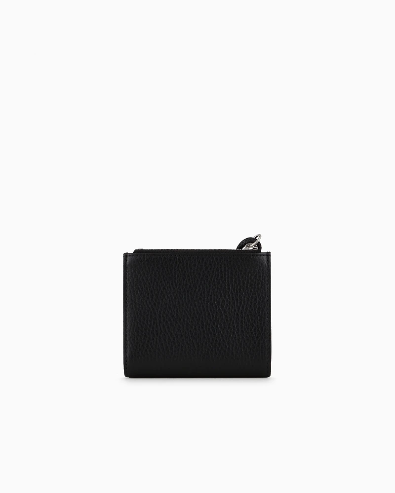 Emporio Armani - Zipped, tumbled-leather card holder, Man, Black, Size: TU