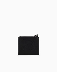 Emporio Armani - Zipped, tumbled-leather card holder, Man, Black, Size: TU