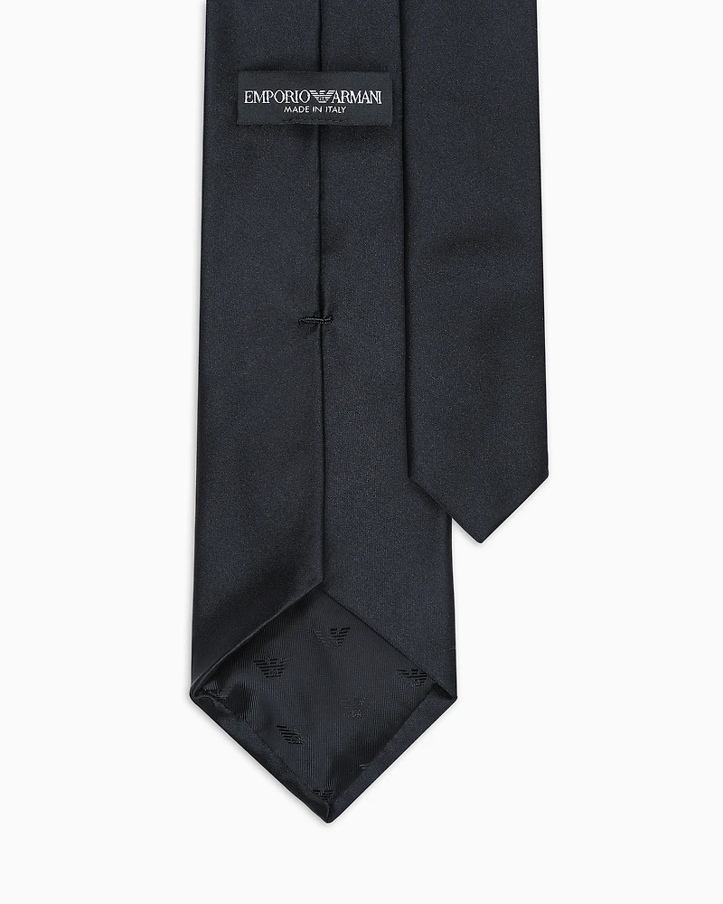 Emporio Armani - Pure silk tie with jacquard micro-motif, Man, Black, Size: TU