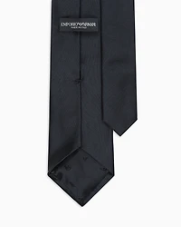 Emporio Armani - Pure silk tie with jacquard micro-motif, Man, Black, Size: TU