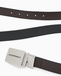 Emporio Armani - Reversible leather belt with logo buckle, Man, Black, Size: TU