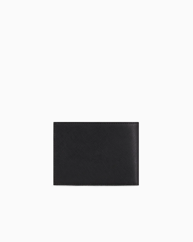 Emporio Armani - ASV regenerated Saffiano leather coin-pocket wallet with eagle plate, Man, Black, Size: TU