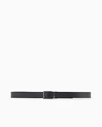 Emporio Armani - Palmellato-leather printed reversible belt, Man, Navy_blue, Size: TU
